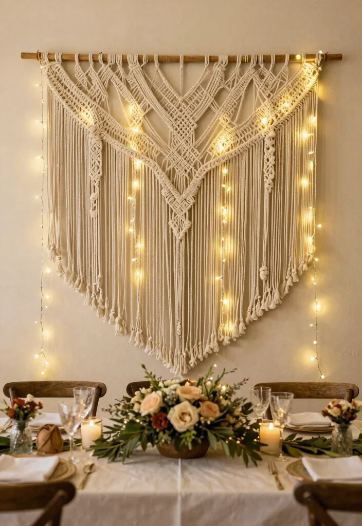 14 Wedding Head Table Backdrop Ideas for a Beautiful Reception Display - 9. Macrame Wall Hanging 1