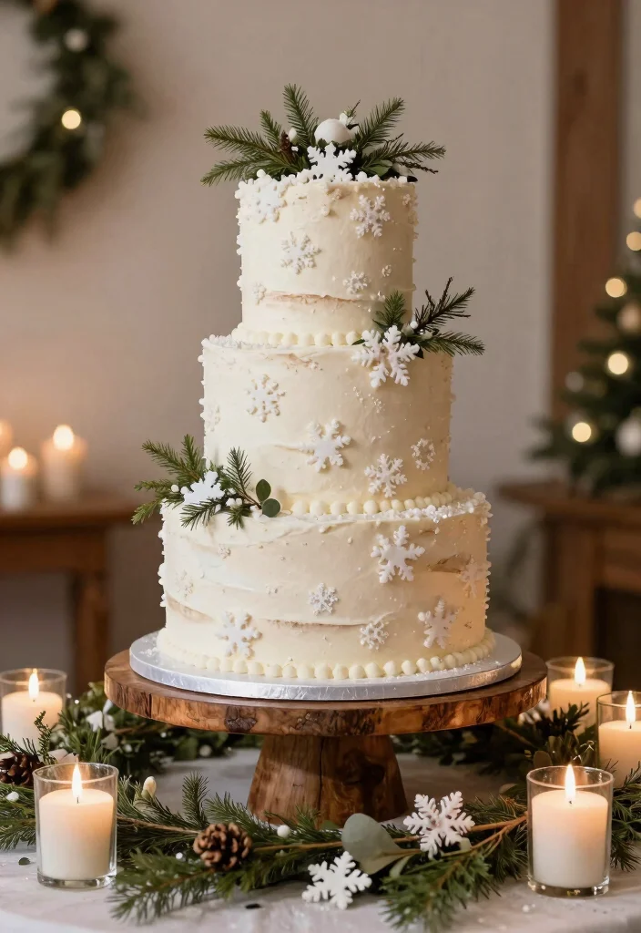 14 Winter Wedding Decor Ideas for Cozy Elegant Seasonal Celebrations - 12. Winter-Inspired Cake Designs 1