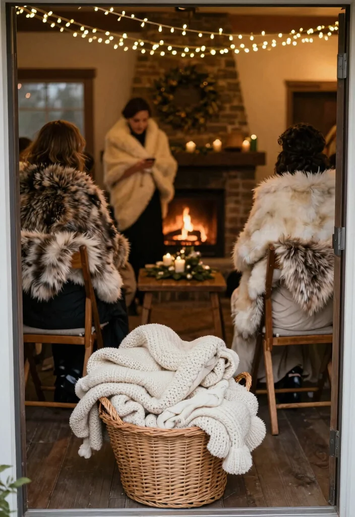 14 Winter Wedding Decor Ideas for Cozy Elegant Seasonal Celebrations - 2. Cozy Blankets for Guests 1