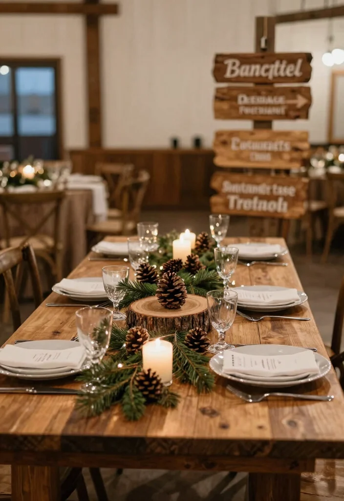 14 Winter Wedding Decor Ideas for Cozy Elegant Seasonal Celebrations - 3. Rustic Wood Accents 1