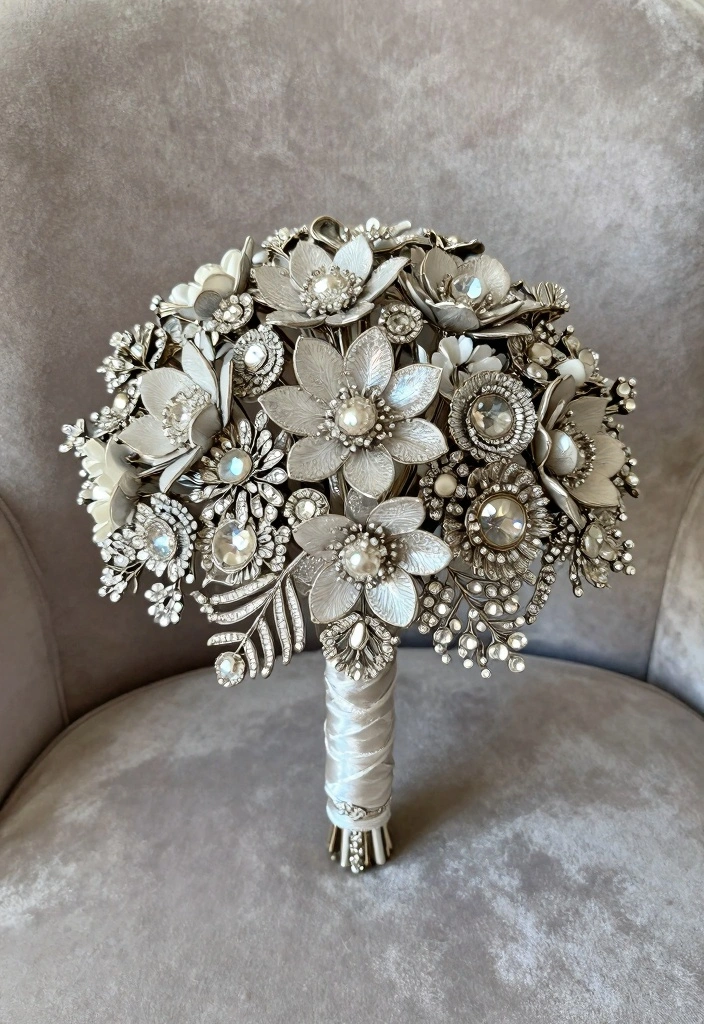 16 Bridal Bouquet Ideas for Stylish Elegant and Trendy Wedding Looks - 15. Dazzling Brooch Bouquets 1