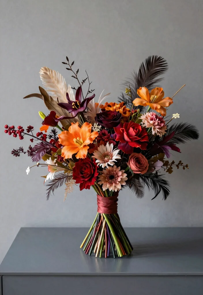 16 Bridal Bouquet Ideas for Stylish Elegant and Trendy Wedding Looks - 9. Artistic Floral Sculpture 1