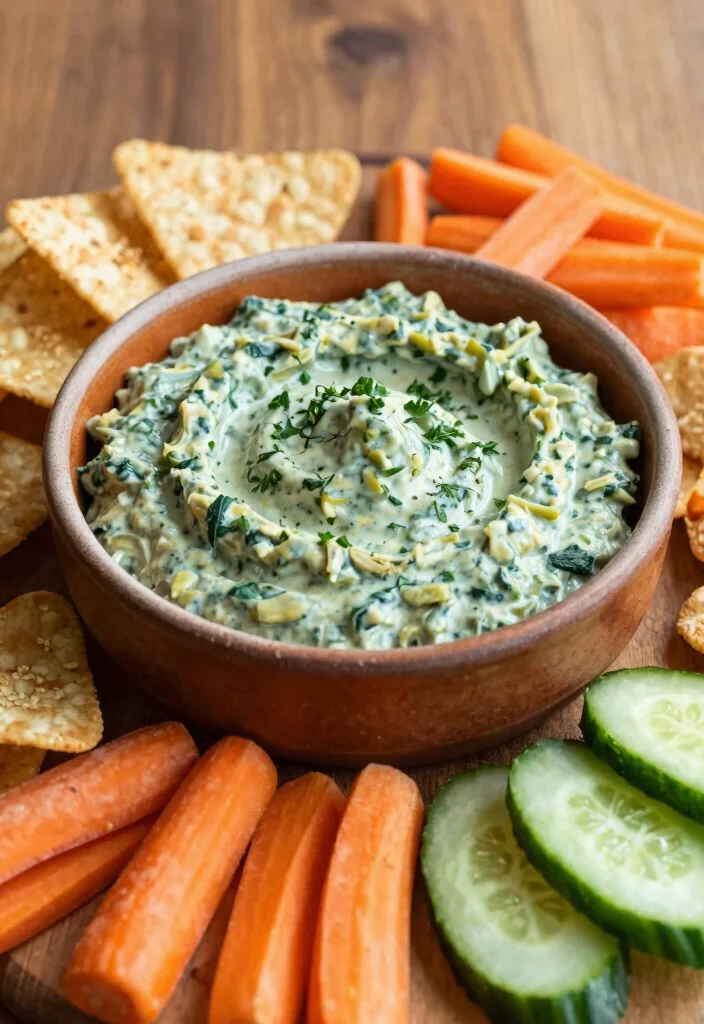 16 Bridal Shower Food Ideas for Easy Elegant and Crowd Pleasant Bites - 4. Vegan Spinach and Artichoke Dip 1