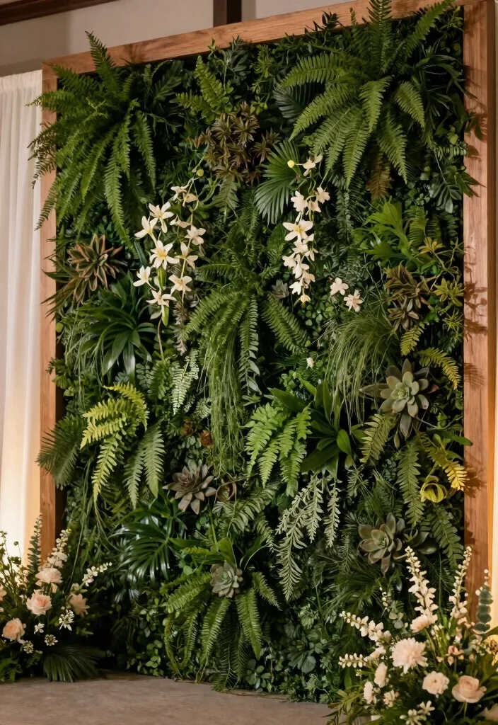 16 Floral Backdrop Ideas for Fresh Elegant and Trendy Event Styling - 1. Living Green Wall 1