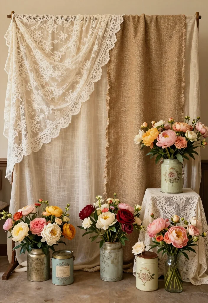 16 Floral Backdrop Ideas for Fresh Elegant and Trendy Event Styling - 12. Vintage Floral Backdrop 1
