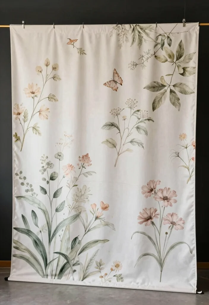 16 Floral Backdrop Ideas for Fresh Elegant and Trendy Event Styling - 15. Botanical Prints Backdrop 1