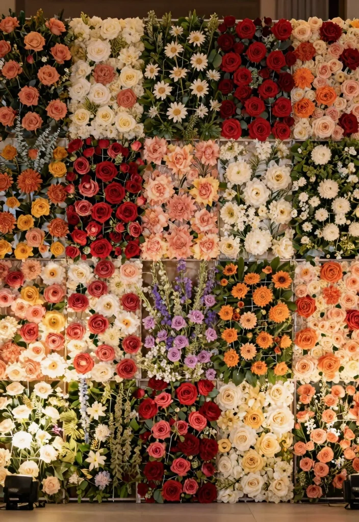 16 Floral Backdrop Ideas for Fresh Elegant and Trendy Event Styling - 8. Seasonal Flower Panels 1