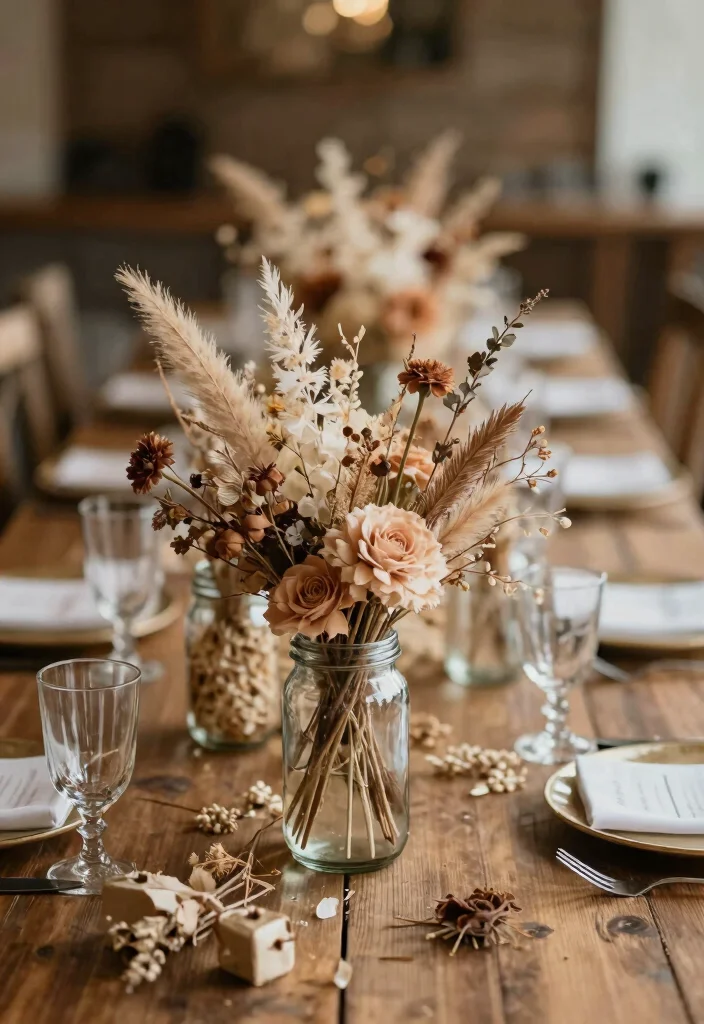 16 Floral Centerpiece Ideas for Fresh Elegant and Versatile Event Styling 122 16 Floral Centerpiece Ideas for Fresh Elegant and Versatile Event Styling - 12. Elegant Centerpieces with Dried Flowers 1