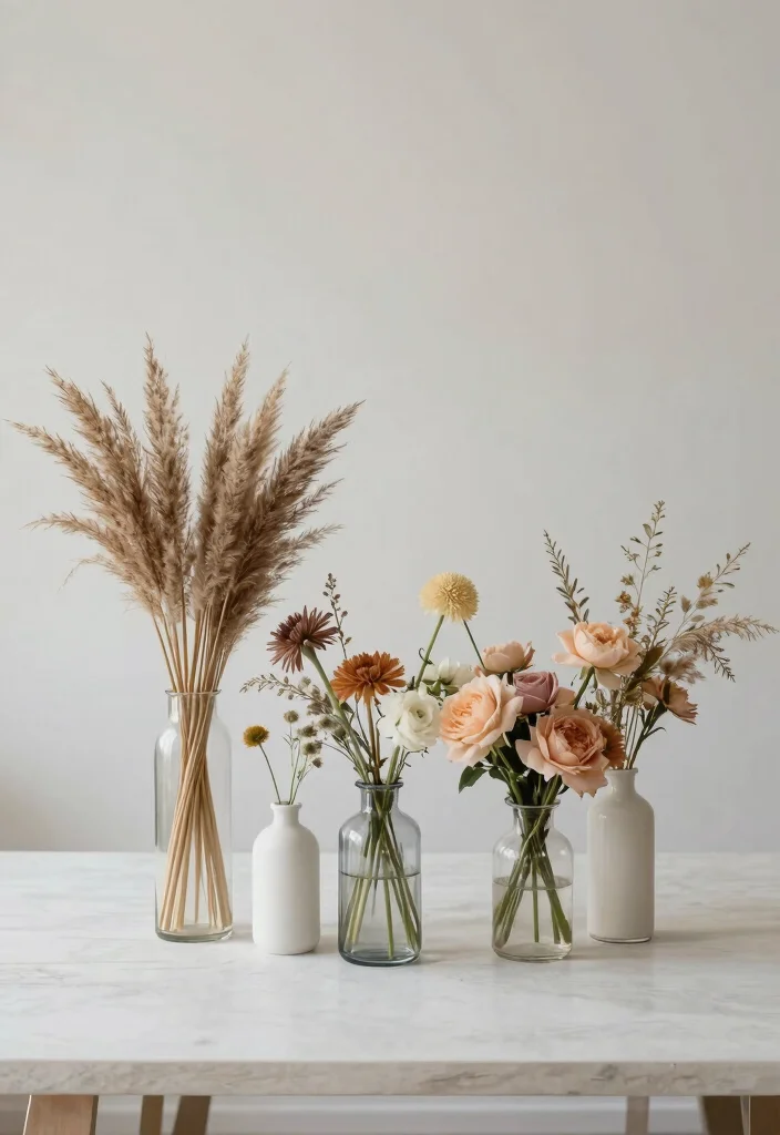 16 Floral Centerpiece Ideas for Fresh Elegant and Versatile Event Styling 133 16 Floral Centerpiece Ideas for Fresh Elegant and Versatile Event Styling - 13. Centerpieces with Dried Grasses 1