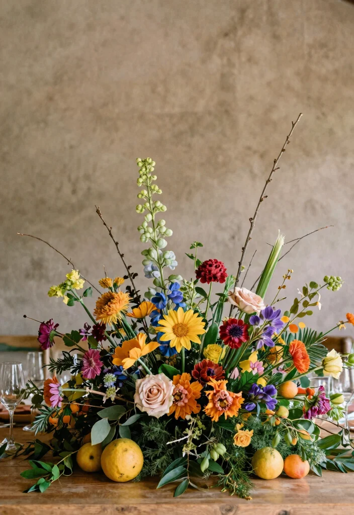 16 Floral Centerpiece Ideas for Fresh Elegant and Versatile Event Styling 166 16 Floral Centerpiece Ideas for Fresh Elegant and Versatile Event Styling - 16. Mixed Floral and Textural Arrangements 1