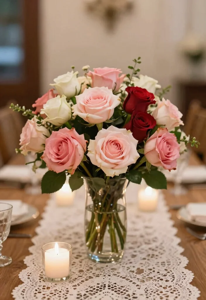 16 Floral Centerpiece Ideas for Fresh Elegant and Versatile Event Styling 23 16 Floral Centerpiece Ideas for Fresh Elegant and Versatile Event Styling - 3. Classic Rose Bouquet Elegance 1