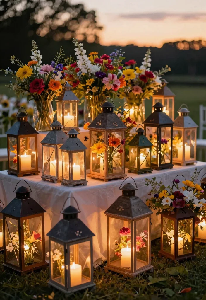 16 Spring Wedding Centerpiece Ideas for Fresh Bloom Filled Seasonal Style - 14. Colorful Garden Lanterns 1