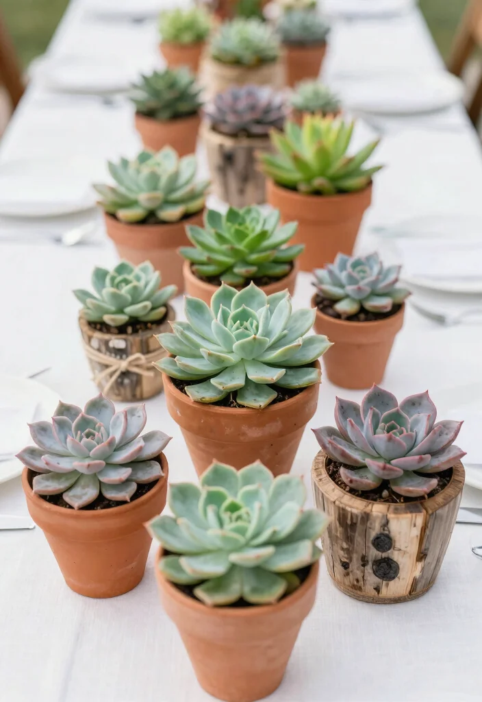 16 Spring Wedding Centerpiece Ideas for Fresh Bloom Filled Seasonal Style - 16. Seasonal Succulent Centerpieces 1