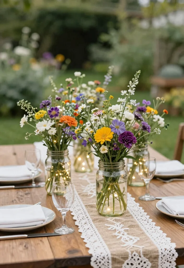 16 Spring Wedding Centerpiece Ideas for Fresh Bloom Filled Seasonal Style - 2. Vintage Charm with Jam Jars 1
