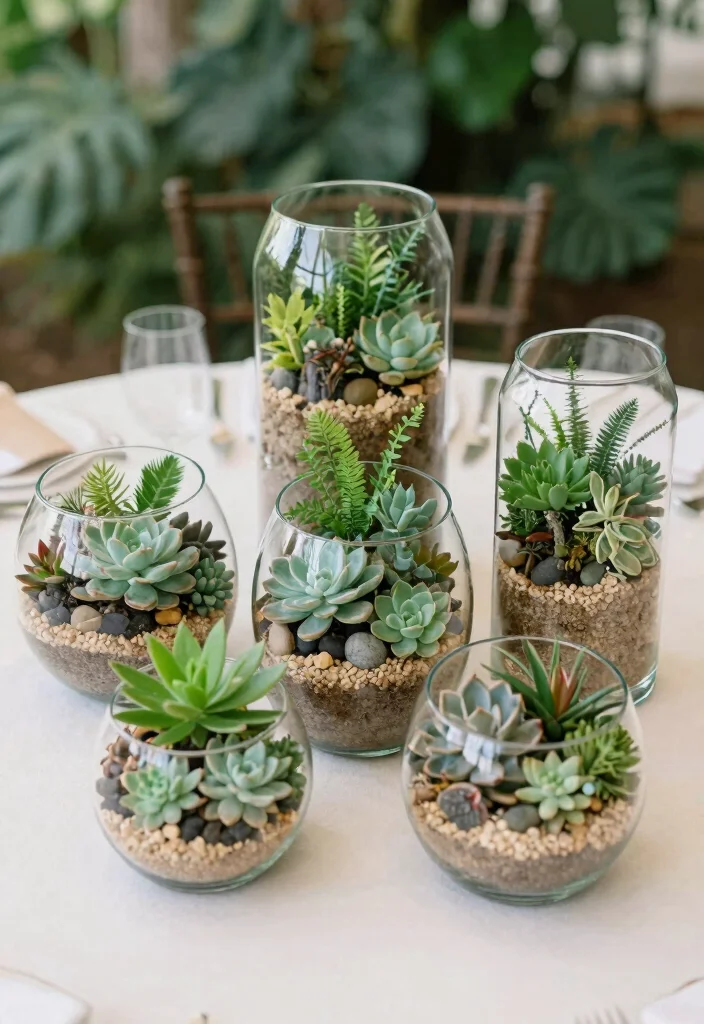 16 Spring Wedding Centerpiece Ideas for Fresh Bloom Filled Seasonal Style - 3. Eco-Friendly Terrarium Centerpieces 1