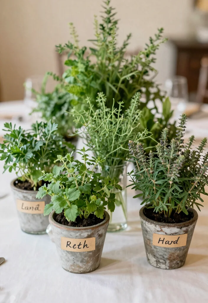 16 Spring Wedding Centerpiece Ideas for Fresh Bloom Filled Seasonal Style - 4. Freshly Cut Herb Centerpieces 1