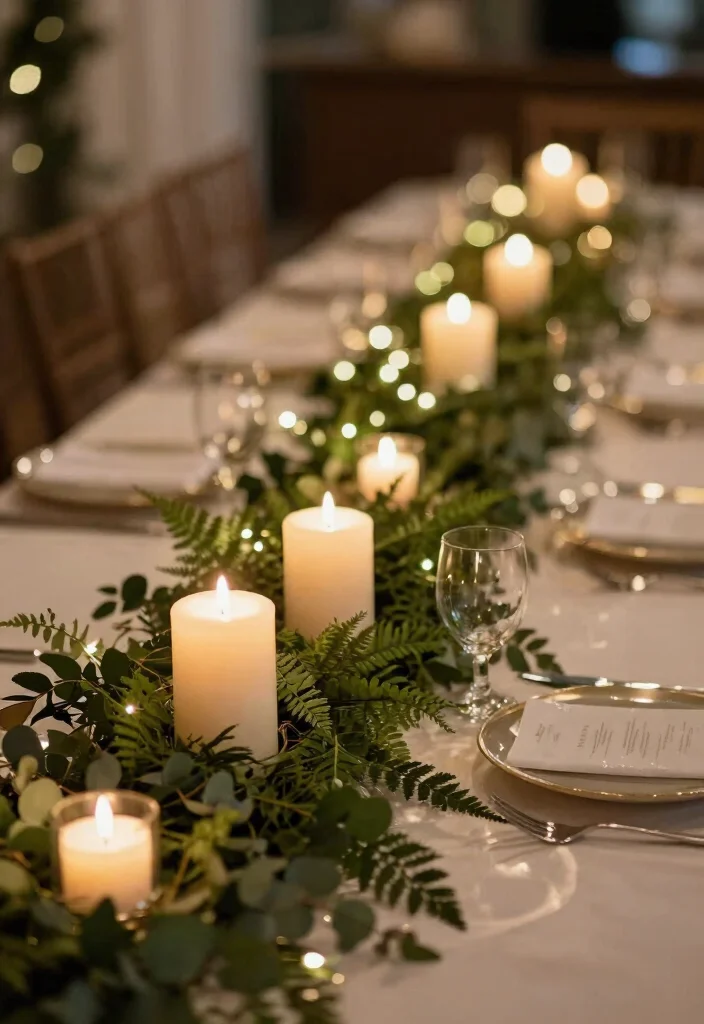 16 Spring Wedding Centerpiece Ideas for Fresh Bloom Filled Seasonal Style - 7. Candles and Greenery Combo 1