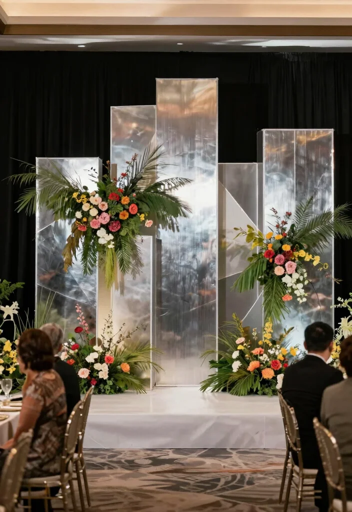 16 Wedding Backdrop Ideas for Stunning Ceremony and Reception Photos 133 16 Wedding Backdrop Ideas for Stunning Ceremony and Reception Photos - 13. Metallic Accents 1