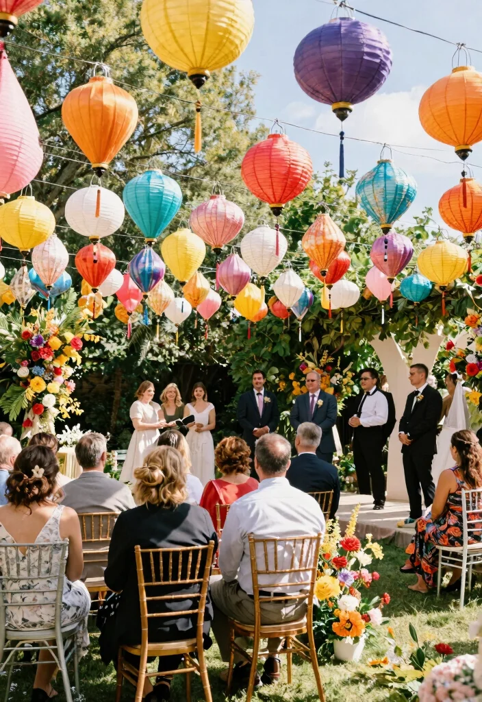 16 Wedding Backdrop Ideas for Stunning Ceremony and Reception Photos 144 16 Wedding Backdrop Ideas for Stunning Ceremony and Reception Photos - 14. Colorful Paper Lanterns 1