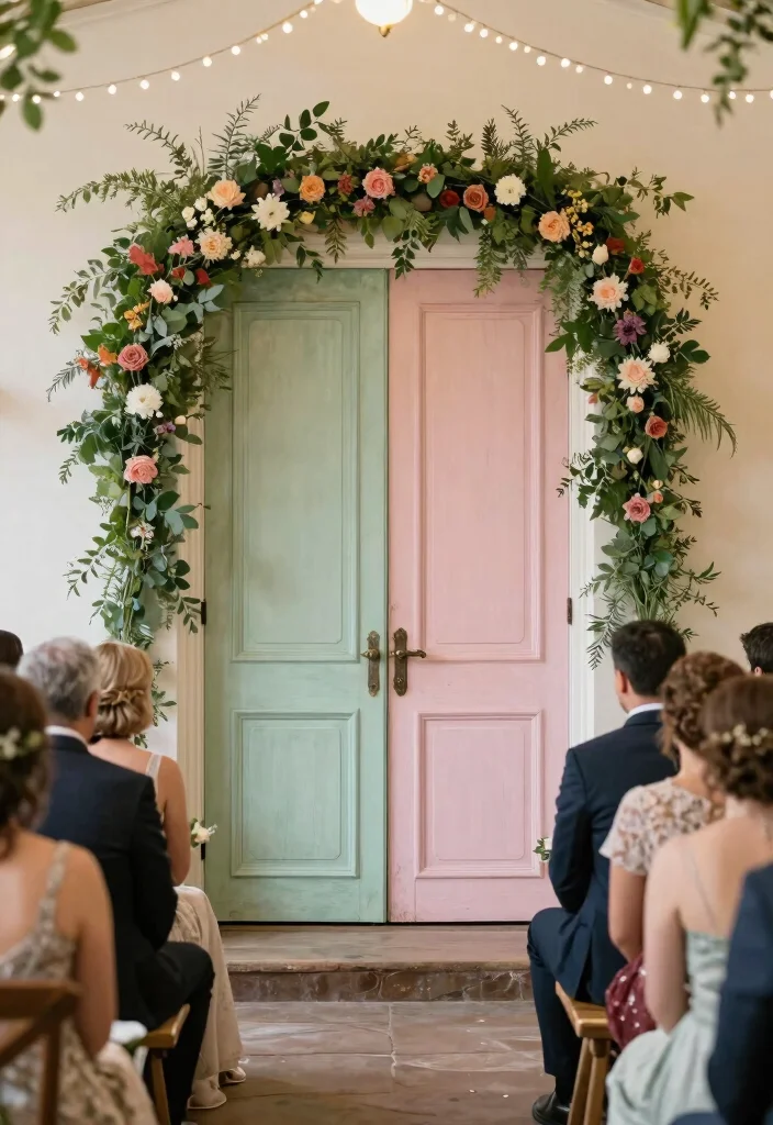 16 Wedding Backdrop Ideas for Stunning Ceremony and Reception Photos 56 16 Wedding Backdrop Ideas for Stunning Ceremony and Reception Photos - 6. Vintage Doorways 1